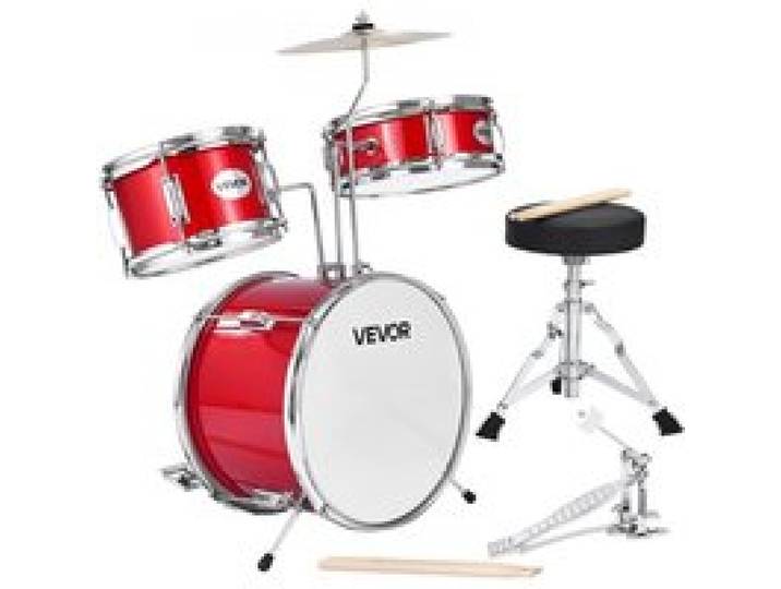 VEVOR Schlagzeug Set, 3-teilig, Drum Kit mit 35,6 cm Bassdrum, 25,4 cm Snare-Drum und 20,3 cm Tom-Toms, Musik-Lern-Schlagzeug-Instrumenten-Set, Ideal für Kinder von 6 bis 13 Jahren (rot)