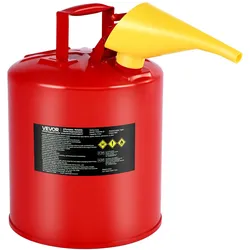 VEVOR Sicherheitskanister, 19 L Typ I, Sicherheitsbehälter für Benzin mit Flammensperre, selbstschließendem Deckel & PE-Trichter, ergonomischem Griff, Lagerbehälter für brennbare Stoffe, Rot