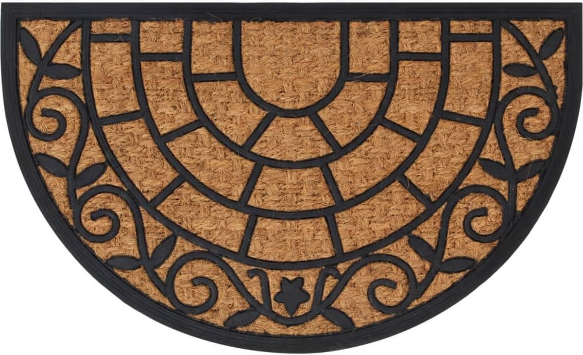 vidaXL Halfronde Deurmat van Rubber en Kokosvezel - 45 x 75 cm
