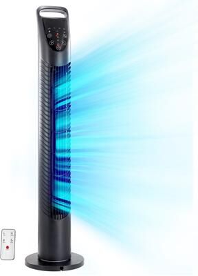 Vie Air 29 Inch Oscillating Tower Fan in Black with Remote Control