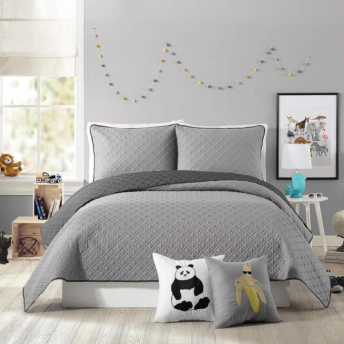 Grijs Dekbed Trooster Set in Klassieke Quilt Stijl voor Volwassenen