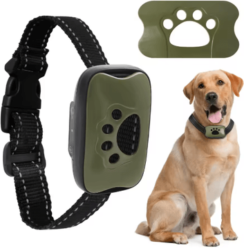 Inspire Picks USB Rechargeable Anti Bark Dog Collar With Ultrasonic & Vibration Training Modes green