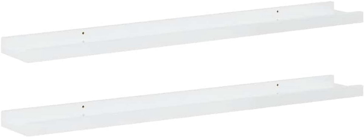 Set van 2 Zwevende Wandplanken Hoogglans Wit MDF
