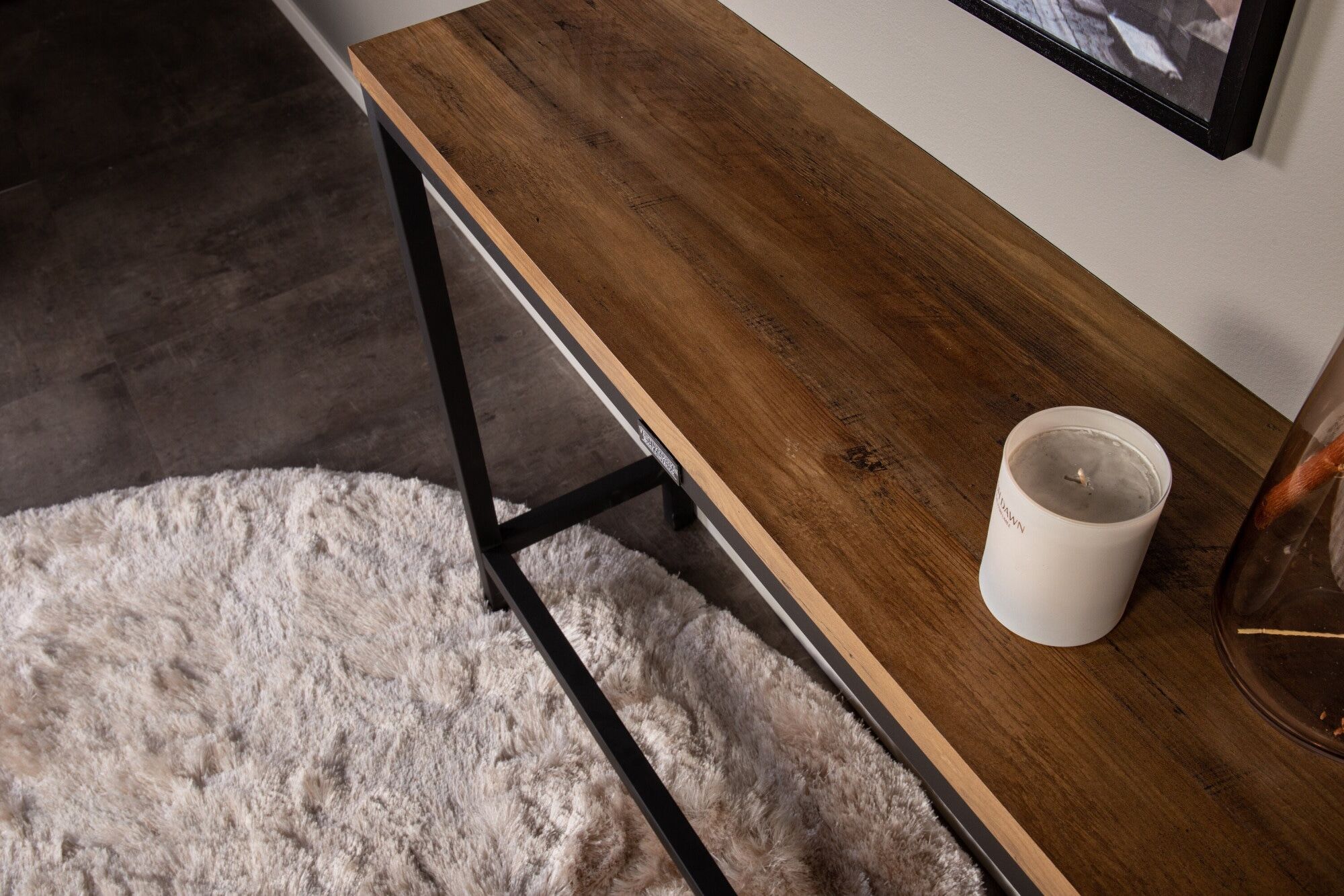 Beistelltisch VENTURE HOME "Rise, schmaler hoher Beistelltisch, 110 × 30 cm", braun (schwarz, natur), B:30cm H:80cm T:30cm, Tische, Beistelltisch, Ablagetisch, Stahl, schmal, hoch, modern, schlicht schwarz, natur B/H/T: 30cm x 80cm x 30cm