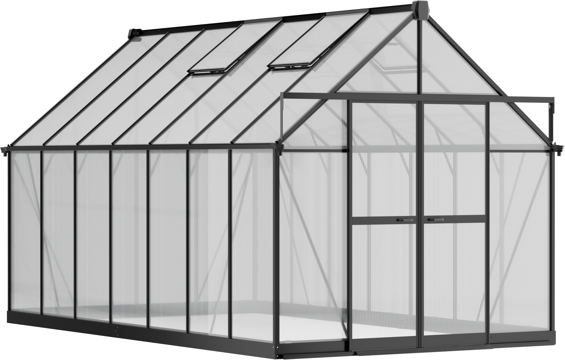 B2B Partner Gewächshaus 240 x 244 x 429 cm, verstärkte Konstruktion, Polycarbonat 6 mm