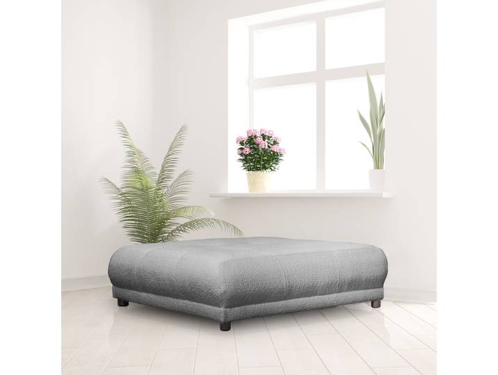 Polsterhocker 125 x 39 x 125cm Grau Bouclé Stoff Coline: Silbergrau