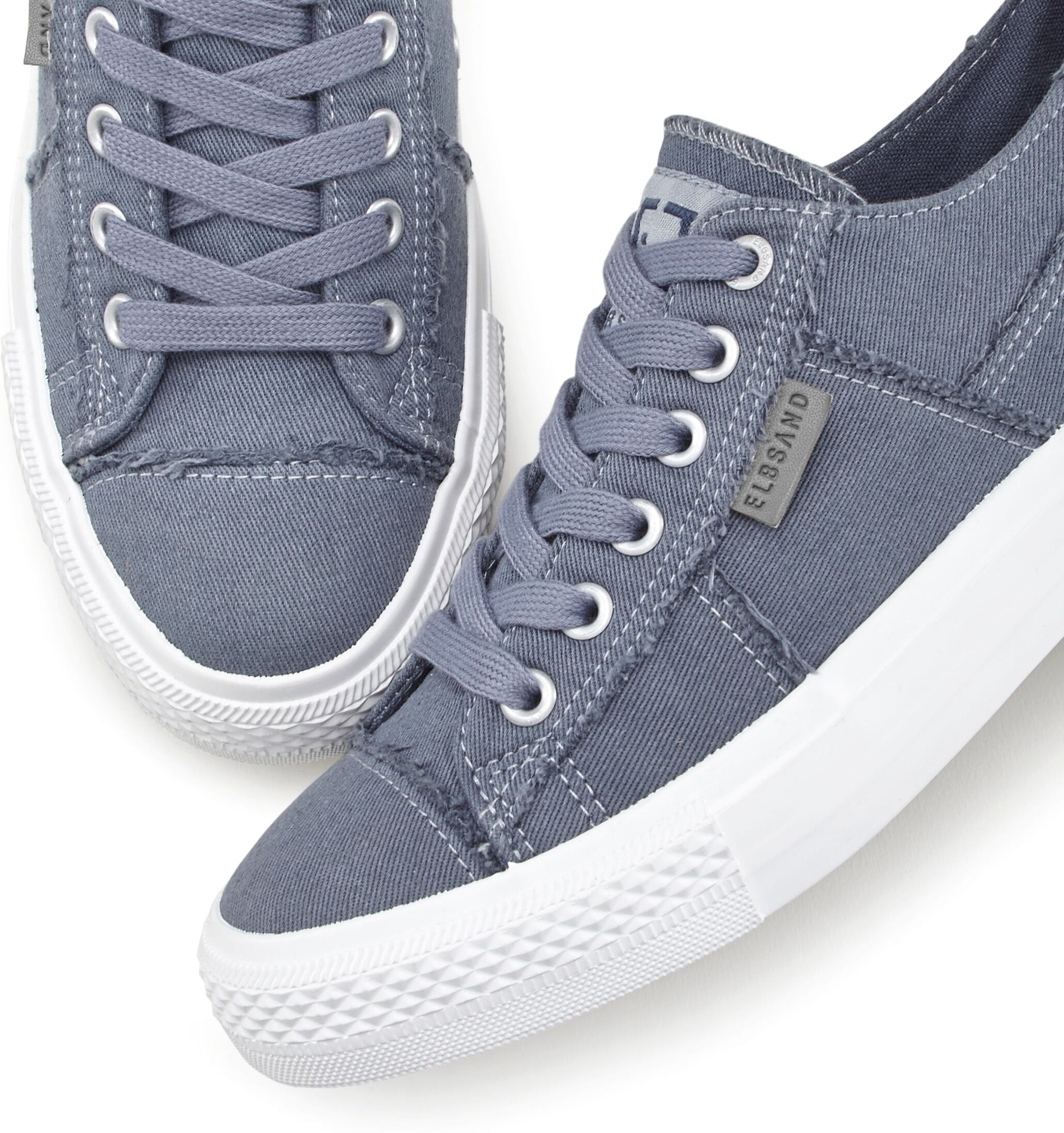 Sneaker ELBSAND "Schnürschuh, Stoffschuhe, Textilschuhe, Turnschuh, Freizeitschuh", Damen, Gr. 39, blau, Obermaterial: 100% Textilmaterial. Decksohle: 100% Textilmaterial. Futter: 100% Textilmaterial. Laufsohle: 100% Synthetik, unifarben, used, Schuhe Sne