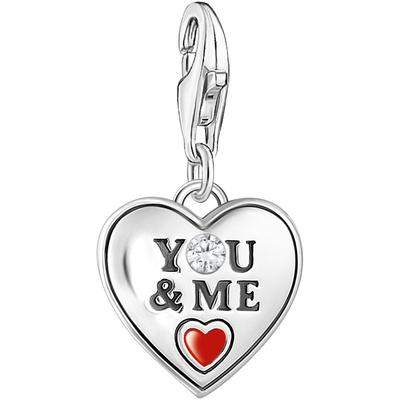 Charm Herz THOMAS SABO "YOU&ME Unendlichkeitsschleife/Infinity", silber (silberfarben, rot, schwarz, kristallweiß, kristallweiß), Charms, Damen, Silber 925 (recycelt), mit Zirkonia (synth.)