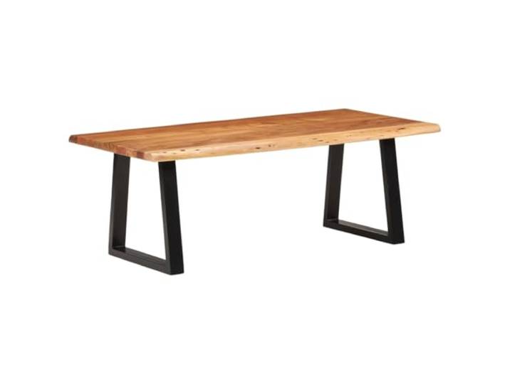 HEFZGDB Couchtisch 110x55x40 cm Massivholz Akazie mit Baumkante und pulverbeschichteten Eisenbeinen für Stabilität und Langlebigkeit