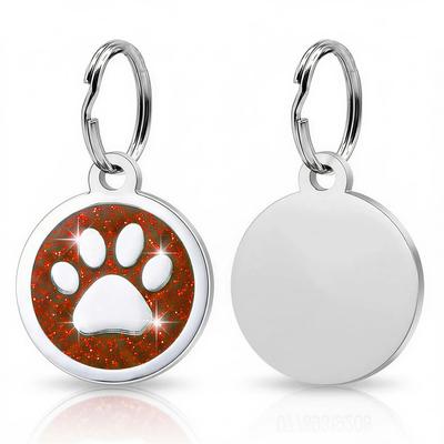 Personalized Glitter Paw Pet ID Tag red Tag 1pc