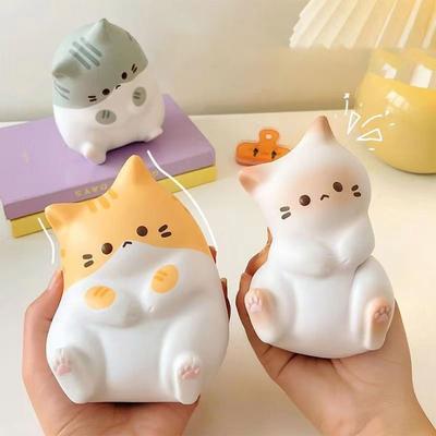 Perfect Picks Market Kawaii Cat Squeeze Plush Toy For Stress Relief And Anxiety grey