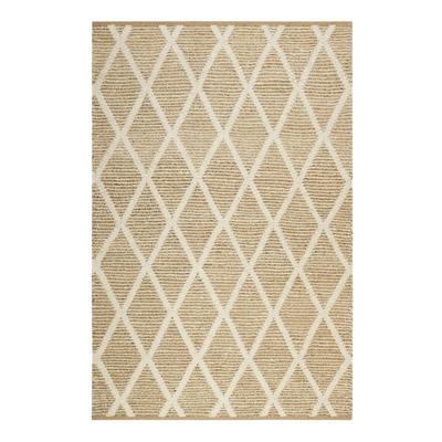 Teppich GREEN LOOOP "Novella", beige (natur beige), B:80cm H:18mm L:150cm, Jute, Teppiche, Teppich, Hochflorteppich, handgewebt, natur, modern, geometrisch