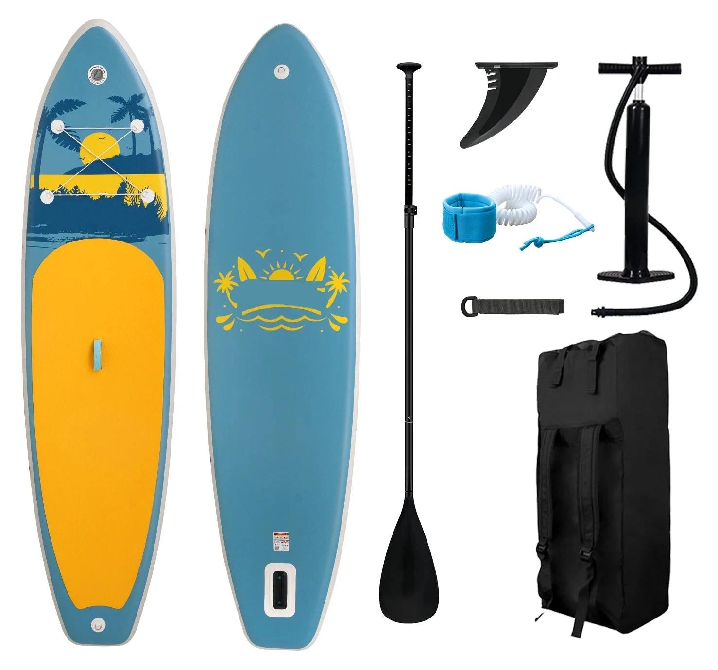 SUP-Board - 335 x 84 x 15 cm - Aufblasbar - Inklusive Paddel und Zubehör - Hellblau