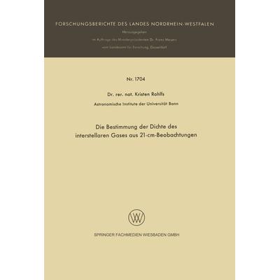Die Bestimmung der Dichte des interstellaren Gases aus 21-cm-Beobachtungen, Taschenbuch von Kristen Rohlfs, VS Verlag für Sozialwissenschaften,