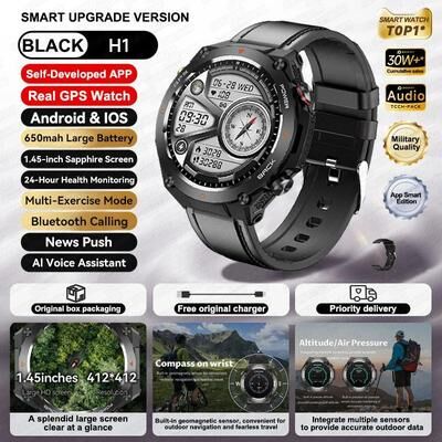 Uplift Treasures Xiaomi GPS Sports Smart Watch With Bluetooth Call black Leather gps Sports Watch