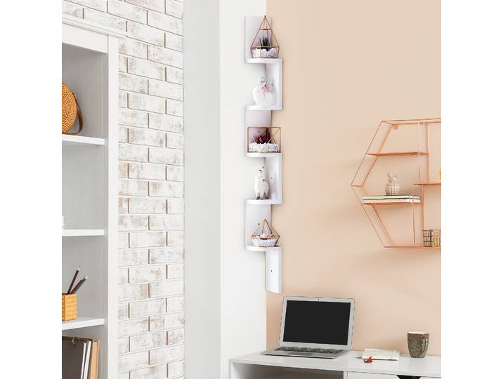 HOMCOM Étagère Angle 5 Niveaux Bois Blanc 120cm