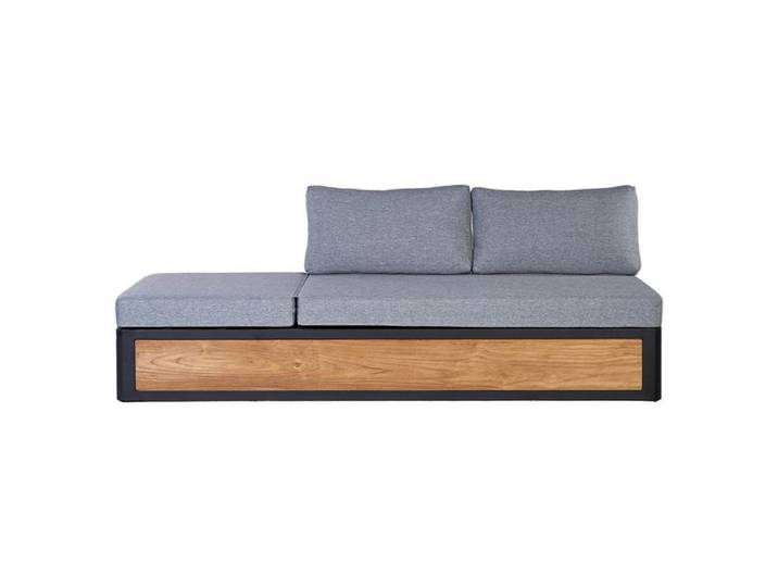 OUTLIV. Paros Gartenloungesofa verstellbar Aluminium/Teak recycelt/Olefin Dunkelgrau Hellgrau