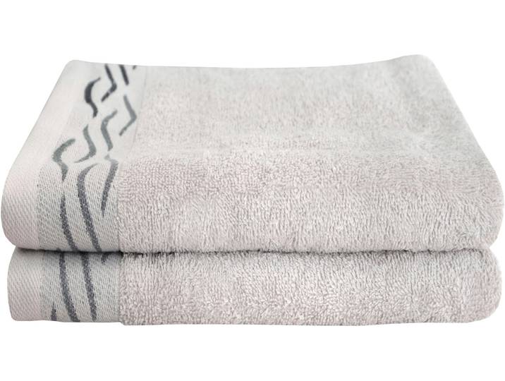 Handtücher DYCKHOFF Wave , silber, B:50cm L:100cm, Frottier, Baumwolle, Handtücher, Handtücher, mit Jacquard-Bordüre