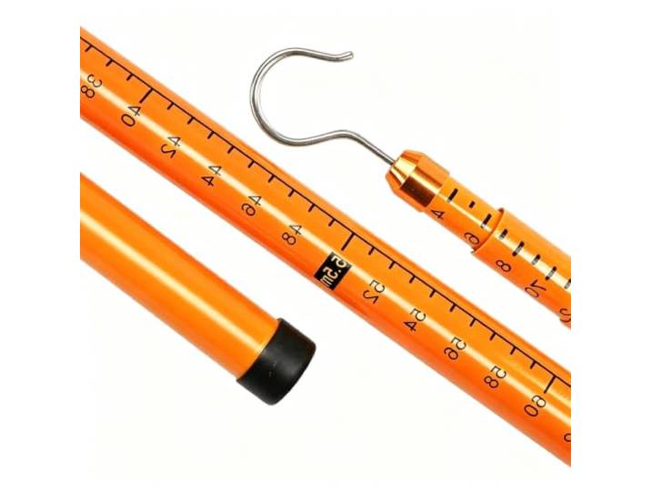 Isolierte Teleskop-Messstange Aus Epoxidharz Mit Haken Und Tasche 220kV Isolierung mit 3-Sekunden-Arretierung für Monteure, Versorgungsunternehmen, Forstwirtschaft(Orange,10M/32.8FT)