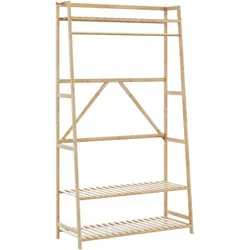 vidaXL Kleiderständer mit Ablagen 110x40x180 cm Bambus