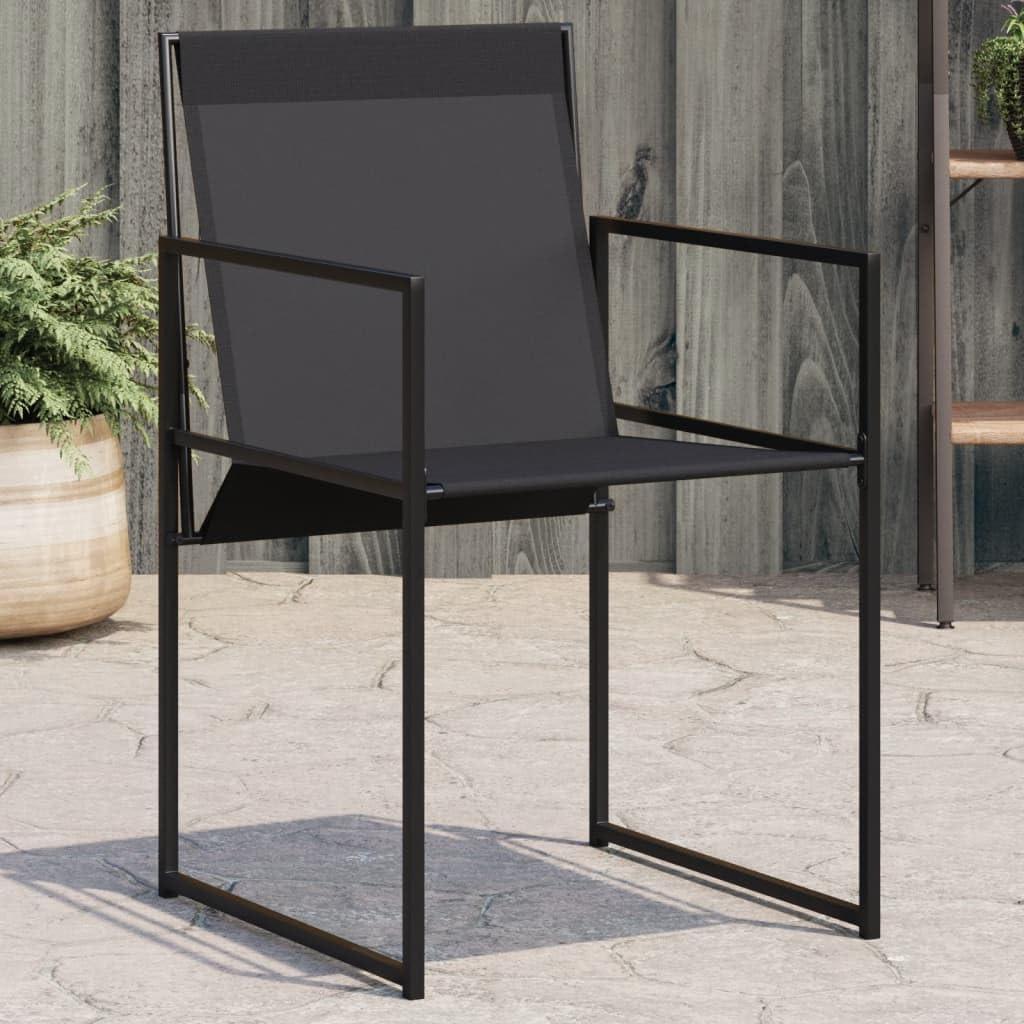 4 schwarze Gartenstühle aus Textilene und Stahl, UV-beständig und klappbar, Tragkraft 110 kg, für Esszimmer, Terrasse und Außenbereich