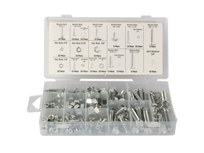 Muttern-Schrauben-Set Perel 240-teilig - Farbe: silber - Schrauben-Set