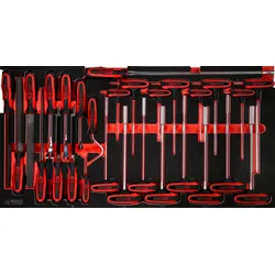 KS Tools T-Griff-Winkelstiftschlüssel- - und Feilen-Satz in Schaumstoffeinlage, 28-tlg - 813.0028