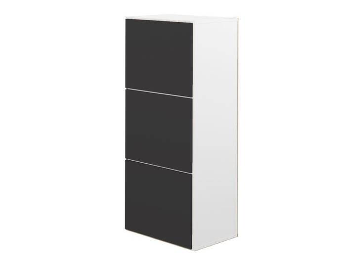 Armoire à chaussures - Interia - Amalia - Blanc - Noir - 3 portes - 5 étagères