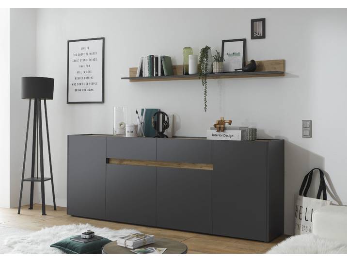 Sideboard HOME AFFAIRE City/Giron, moderner Schrank, Kommode, Stauraumschrank , grau (anthrazit), B:223,5cm H:84cm T:40cm, Sideboards, Sideboard, zeitlos, modern, ausreichend Stauraum, vielseitig einsetzbar