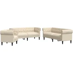 vidaXL 3-tlg. Sofagarnitur Creme Stoff
