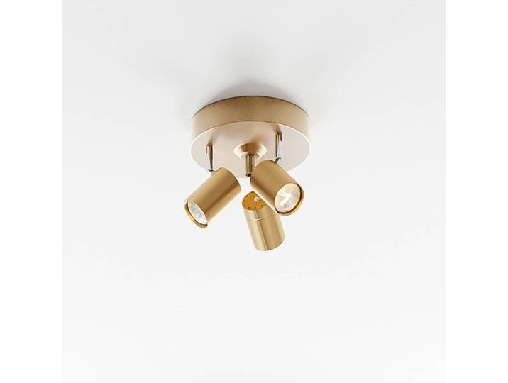 By Rydéns Correct Deckenstrahler 3fl. gold matt Correct, dimmbar, messing / gold, für Wohn- / Esszimmer, Metall, Modern, Strahler