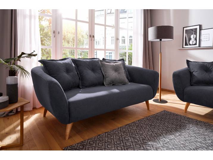 2,5-Sitzer HOME AFFAIRE Baggio modern und romantisches Design, bequem, Breite 196cm , blau (dunkelblau), B:196cm H:80cm T:103cm, Sofas, Zierkissen inklusive