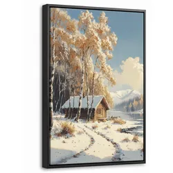 LEINWAND Bilder mit Rahmen - Winter - Schnee - Zuhause - Natur - 20x30