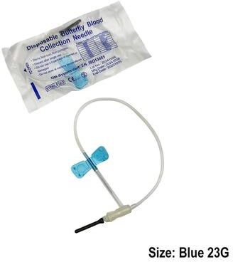 Inspired Living Disposable Butterfly Blood Collection Needles For Pets, Double Wing Animal Care Needles 50pcs Blue 23g