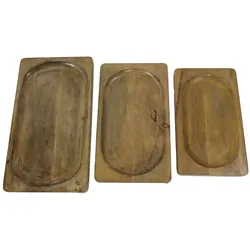 HSM Collection Servierbretter Natural Mangoholz 3er-Set, 46x26/20x23/36x20 cm