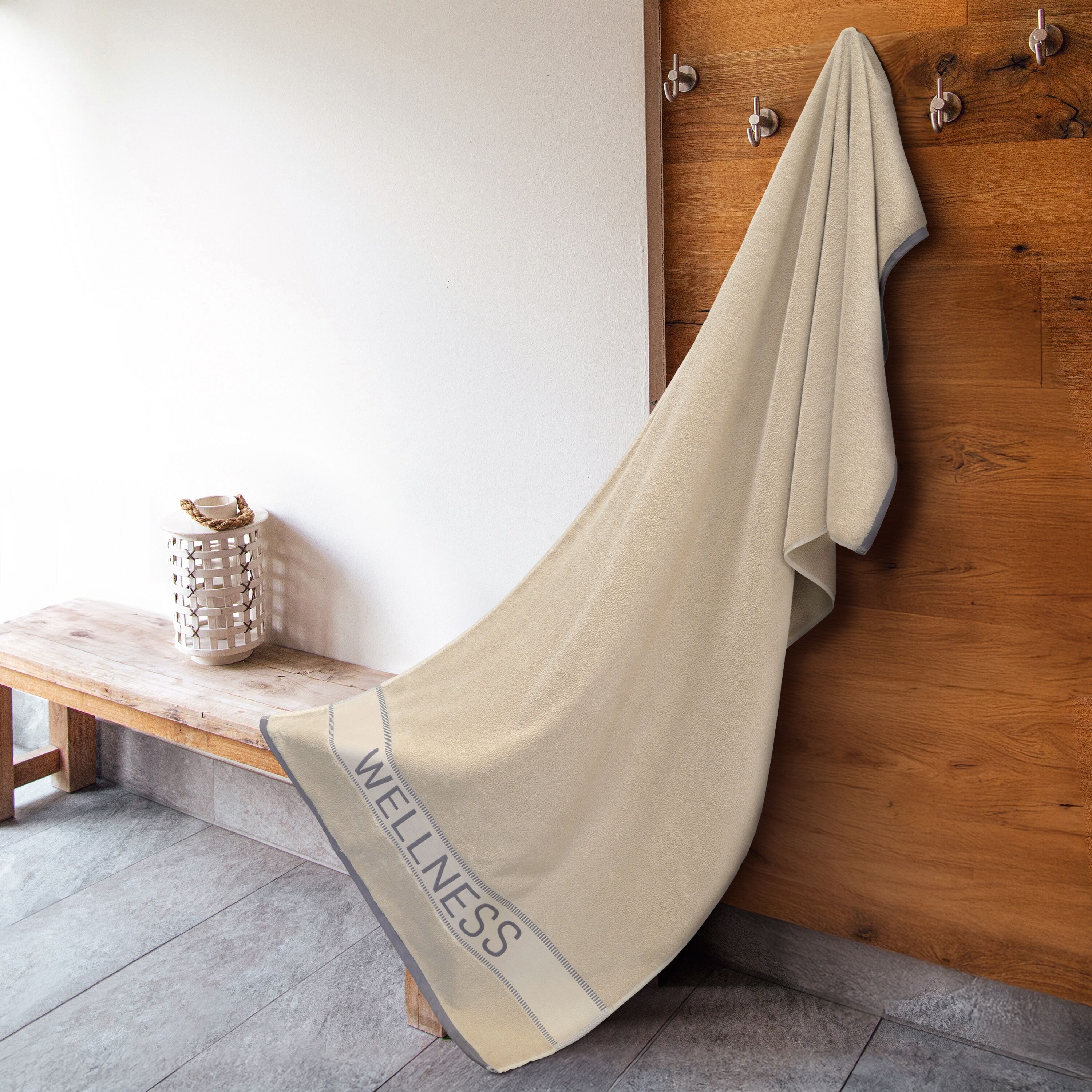 Saunatuch DYCKHOFF "Wellness", beige (sand), B:80cm L:200cm, Frottier, Baumwolle, Handtücher, Saunatuch sand B/L: 80cmx200cm, 1 Stk., Frottier