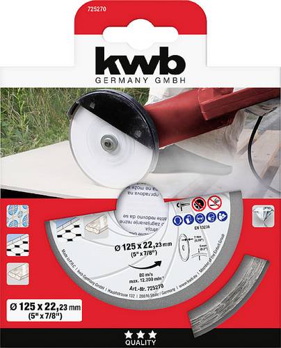 Kwb 725270 Diamanttrennscheibe Durchmesser 125mm Bohrungs-Ø 22.23mm Fliesen, Keramik 1St.