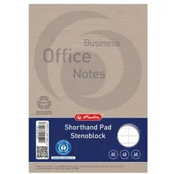 Herlitz Recycling-Stenoblock mit Spirale »Business Office Notes« A5 liniert mit Mittelli blau