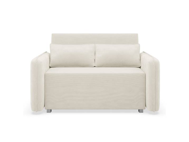 Zweisitziges ausklappbares Sofa Duelia mit Stauraum, cremefarben,