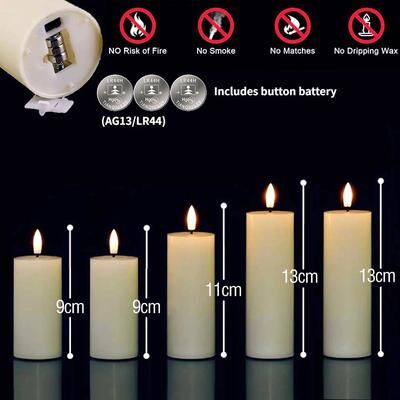 Uplift Treasures Bulk LED Flickering Flameless Pillar Candles 3 Size Mix 120pcs