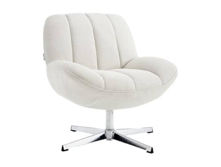 Vente-unique - Fauteuil pivotant en Tissu texturé Beige VOLABO