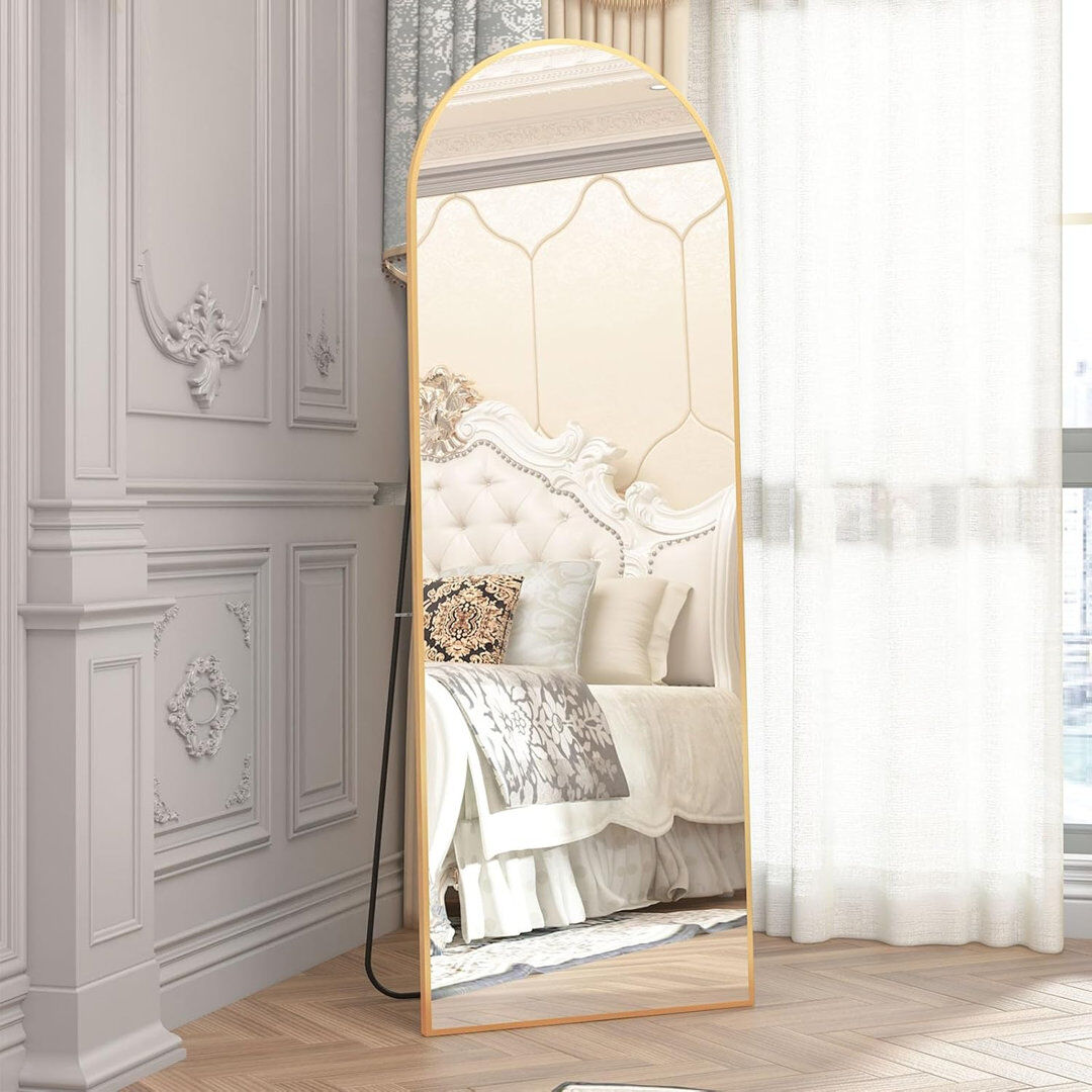Metro Carlyann Aluminium Framed Freestanding Full Length Mirror Gold 165 cm H × 60 cm W