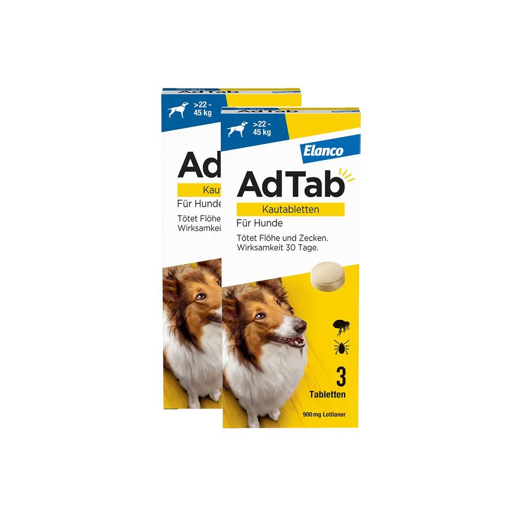 AdTab Hund über 22 bis 45 kg 900 mg (Doppelpack) 2x3 St Kautabletten