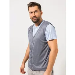 MEN'S TOUCH Weste Mikrofaser Flanell Knopfleiste Melange