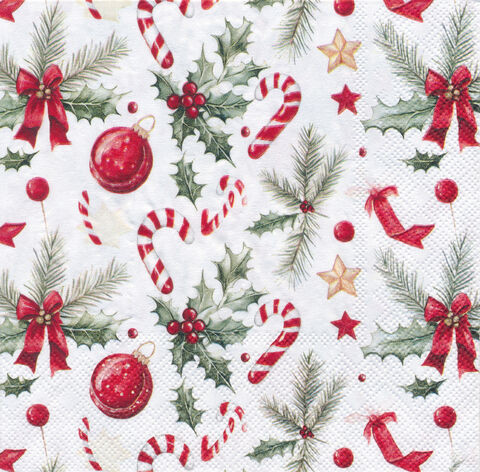 Papierservietten "Zuckerstange", 33 x 33 cm, 20 Stück