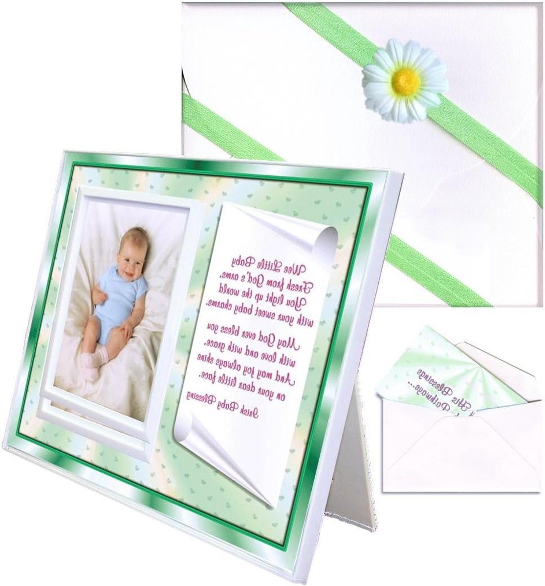 Baby Zegening Fotolijst voor Doopcadeau - Front-load ontwerp - 21 x 18,4 cm