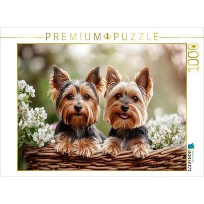 CALVENDO Puzzle Yorkshire Terrier - Ein Korb voller Freude | 1000 Teile Lege-Größe 64x48cm Foto-Puzzle für glückliche Stunden, von , Calvendo Puzzle