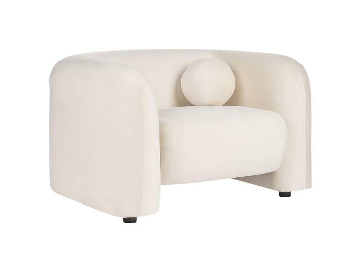 Beliani Sessel Samtstoff Cremeweiß Leiren, 111x73x83 cm, Wohnzimmer, Sessel, Polstersessel