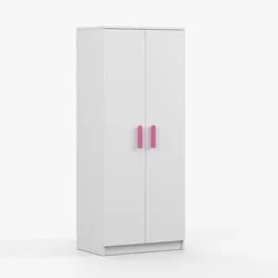 DREHTÜRENSCHRANK 80/192/50 cm 2-türig Jonas I 06 Weiß /Weiß + rosa Griffe