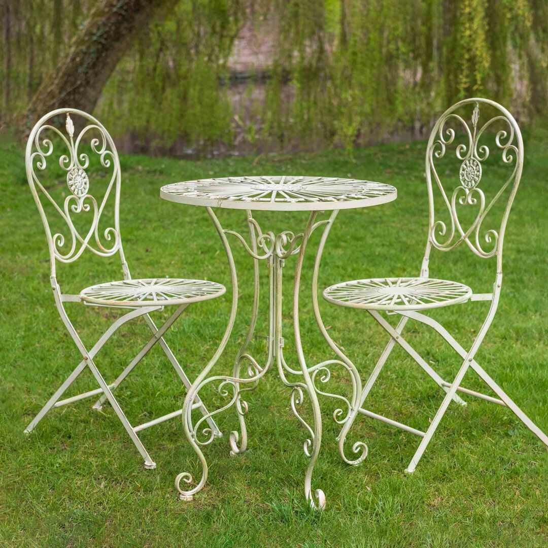 Fleur De Lis Living Meunier Round 3- Piece 2- Person Bistro Set Antiqued Cream 2